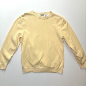 Breakwater 100% Cotton Crewneck Knit Sweater Butter Yellow Large Preppy Classic